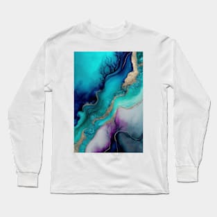 Underwater Waves - Abstract Alcohol Ink Resin Art Long Sleeve T-Shirt